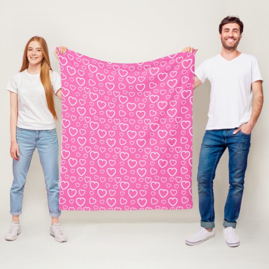 Herzmuster der rosa und weißen Liebe Fleecedecke (Beispiel)