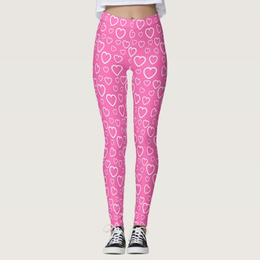 Herzmuster der rosa und weißen Liebe Leggings (Vorderseite)