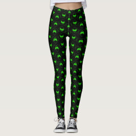 Herzmuster des Green Video Game Controllers Leggings