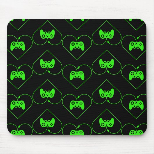 Herzmuster des Green Video Game Controllers Mousepad (Vorne)