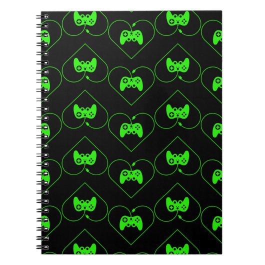 Herzmuster des Green Video Game Controllers Notizblock (Vorderseite)