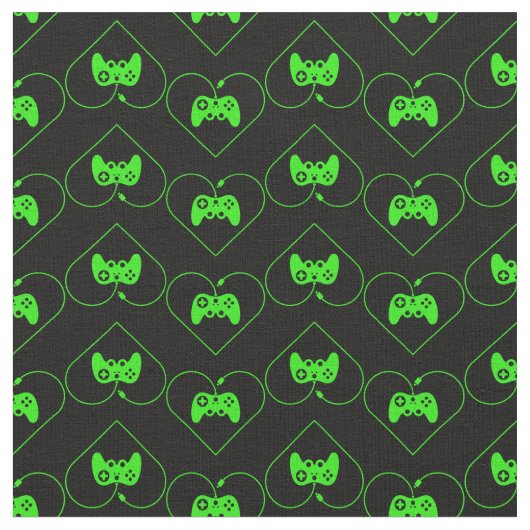 Herzmuster des Green Video Game Controllers Stoff (Nahaufnahme)