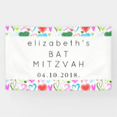Herzmuster, farbenfrohe Herzen, Bat Mitzah Banner (Horizontal)