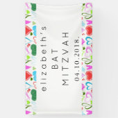 Herzmuster, farbenfrohe Herzen, Bat Mitzah Banner (Vertikal)