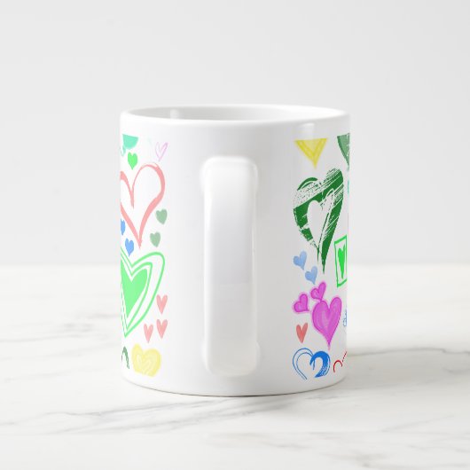 Herzmuster, farbenfrohe Herzen, Herzmuster Jumbo-Tasse (Rückseite)