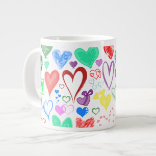 Herzmuster, farbenfrohe Herzen, Herzmuster Jumbo-Tasse