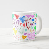 Herzmuster, farbenfrohe Herzen, Herzmuster Jumbo-Tasse (Vorderseite Rechts)