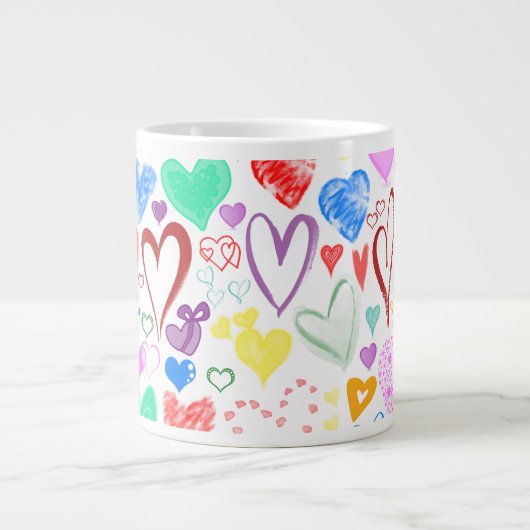 Herzmuster, farbenfrohe Herzen, Herzmuster Jumbo-Tasse (Vorderseite)