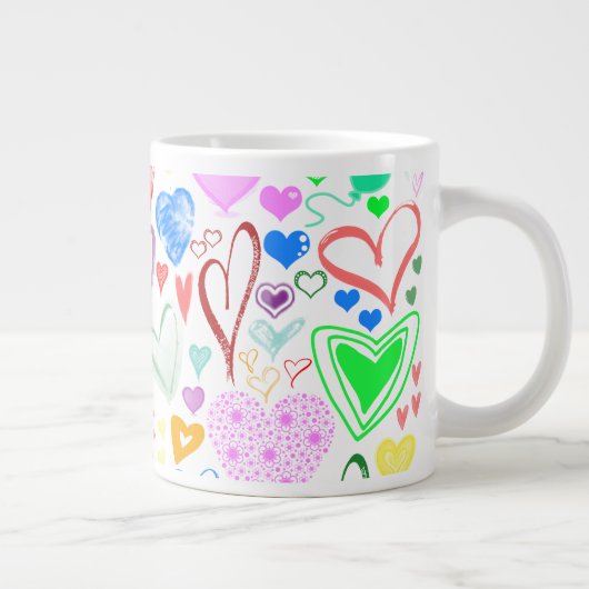 Herzmuster, farbenfrohe Herzen, Herzmuster Jumbo-Tasse (Rechts)