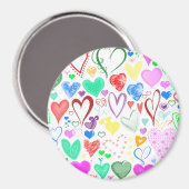 Herzmuster, farbenfrohe Herzen, Herzmuster Magnet (Vorderseite/Rückseite)
