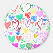 Herzmuster, farbenfrohe Herzen, Herzmuster Magnet (Vorne)