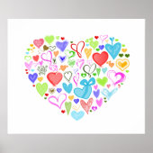 Herzmuster, farbenfrohe Herzen, Herzmuster Poster (Vorne)