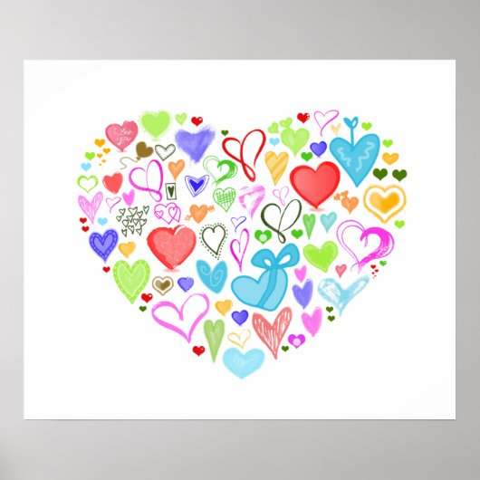 Herzmuster, farbenfrohe Herzen, Herzmuster Poster (Vorne)
