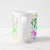 Herzmuster, farbenfrohe Herzen, Ihr Name Jumbo-Tasse (Rückseite)