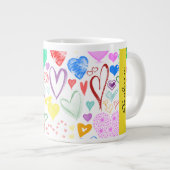Herzmuster, farbenfrohe Herzen, Ihr Name Jumbo-Tasse (Vorderseite Rechts)