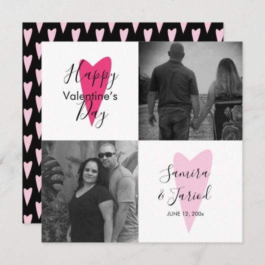 Herzmuster Foto Collage Valentine's Day Card (Vorne/Hinten)