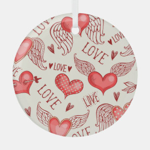 Herzmuster für den Valentinstag Ornament Aus Glas