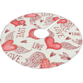Herzmuster für den Valentinstag Polyester Weihnachtsbaumdecke (Schrägansicht)