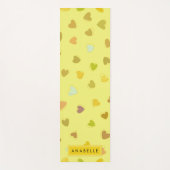 Herzmuster, gelbe Herzen, Ihr Name Yogamatte (Vorderseite)