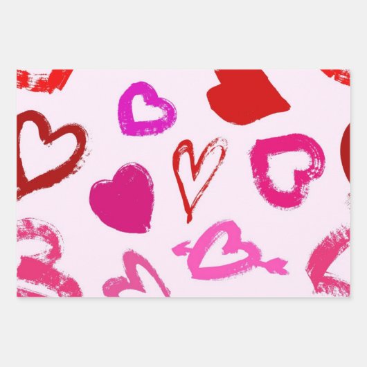 Herzmuster Geschenkpapier Set (Vorderseite 3)