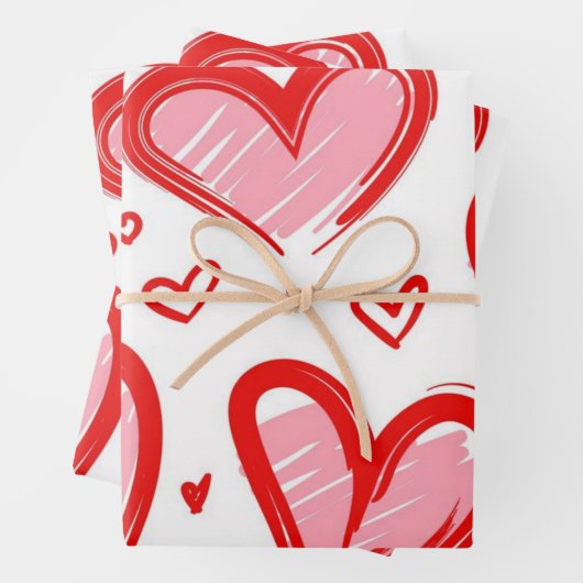 Herzmuster Geschenkpapier Set (Beispiel)