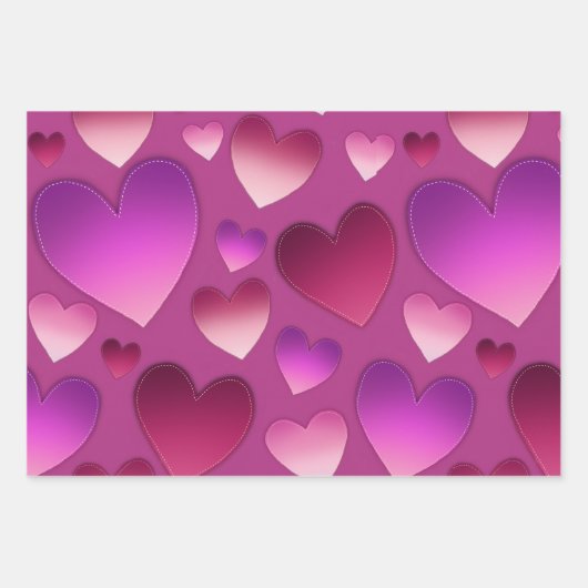 Herzmuster Geschenkpapier Set (Vorderseite)