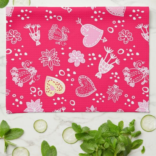 Herzmuster Geschirrtuch (Gefaltet)