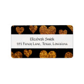 Herzmuster, goldene Herzen, Glitzer Herz Adressaufkleber (Vorne)