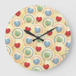 Herzmuster im Vintagen Stil Große Wanduhr