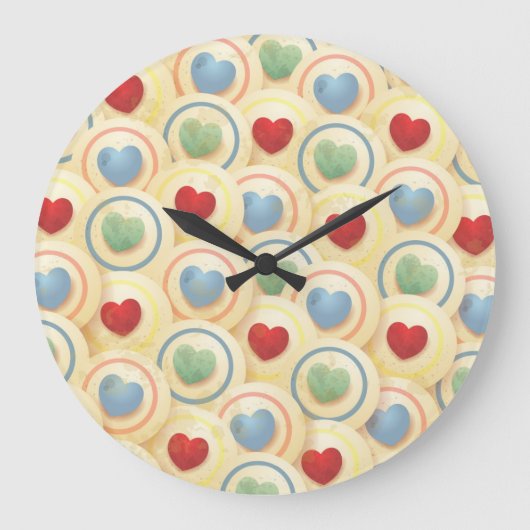 Herzmuster im Vintagen Stil Große Wanduhr (Vorderseite)