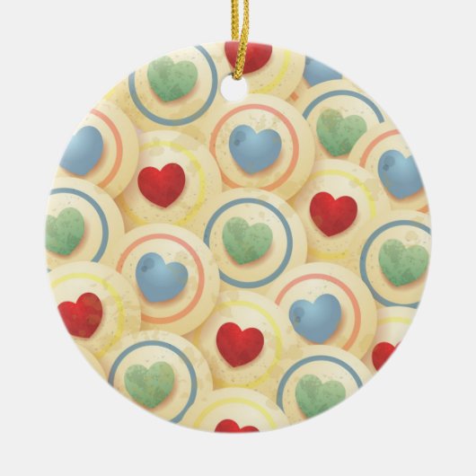 Herzmuster im Vintagen Stil Keramik Ornament (Vorne)