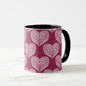 Herzmuster in Burgunder Tasse / Cup (VorderseiteRechts)