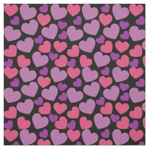 Herzmuster in Rosa und Lila in Schwarz Stoff