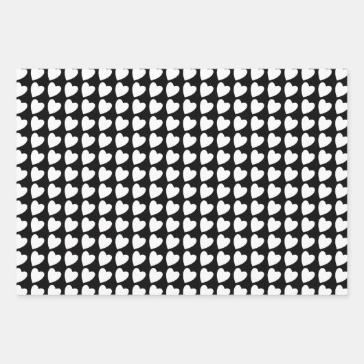 Herzmuster in Schwarz, Weiß und Rosa Geschenkpapier Set (Vorderseite 2)