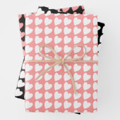 Herzmuster in Schwarz, Weiß und Rosa Geschenkpapier Set (Beispiel)