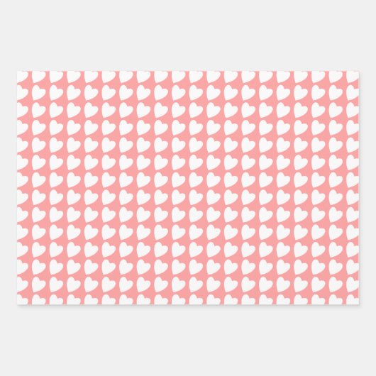 Herzmuster in Schwarz, Weiß und Rosa Geschenkpapier Set (Vorderseite)