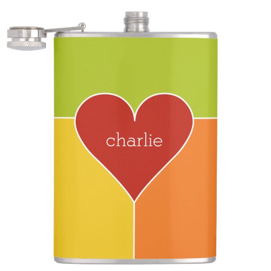 Herzmuster individuelle Flasche mit Monogramm Flachmann (Geöffnet)