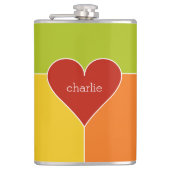 Herzmuster individuelle Flasche mit Monogramm Flachmann (Vorderseite)