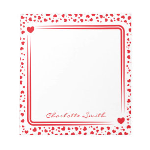 Herzmuster individueller Name Valentinsgeschenk Notizblock
