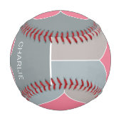 Herzmuster, kundenspezifischer Monogramm-Baseball Baseball (Rückseite)