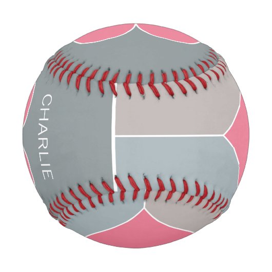 Herzmuster, kundenspezifischer Monogramm-Baseball Baseball (Rückseite)