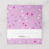 Herzmuster, Lila Herzen, Liebe, Hochzeit Platzkarte (Außenseite Aufgefaltet)