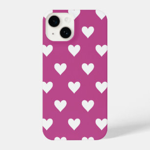Herzmuster Magenta Hot Pink White Modern iPhone 14 Hülle