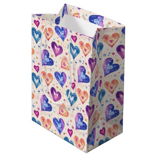 Herzmuster Mittlere Geschenktüte (Rückseite Schrägansicht)