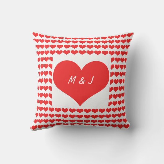 Herzmuster Monogram Initials Valentine's Geschenk Kissen (Rückseite)