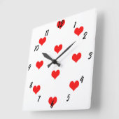 Herzmuster Niedlich Red White Custom Valentinstag Quadratische Wanduhr (Winkel)