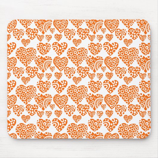 Herzmuster - Orange auf Weiß Mousepad (Vorne)