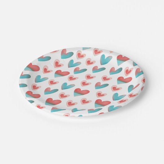 Herzmuster Pappteller (Schrägansicht)