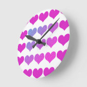 Herzmuster Pink Lila Glitzer Ombre Hübsch Runde Wanduhr (Winkel)