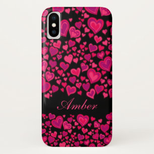 Herzmuster-Pink u. -SCHWARZES nannten iphone Fall X Hülle